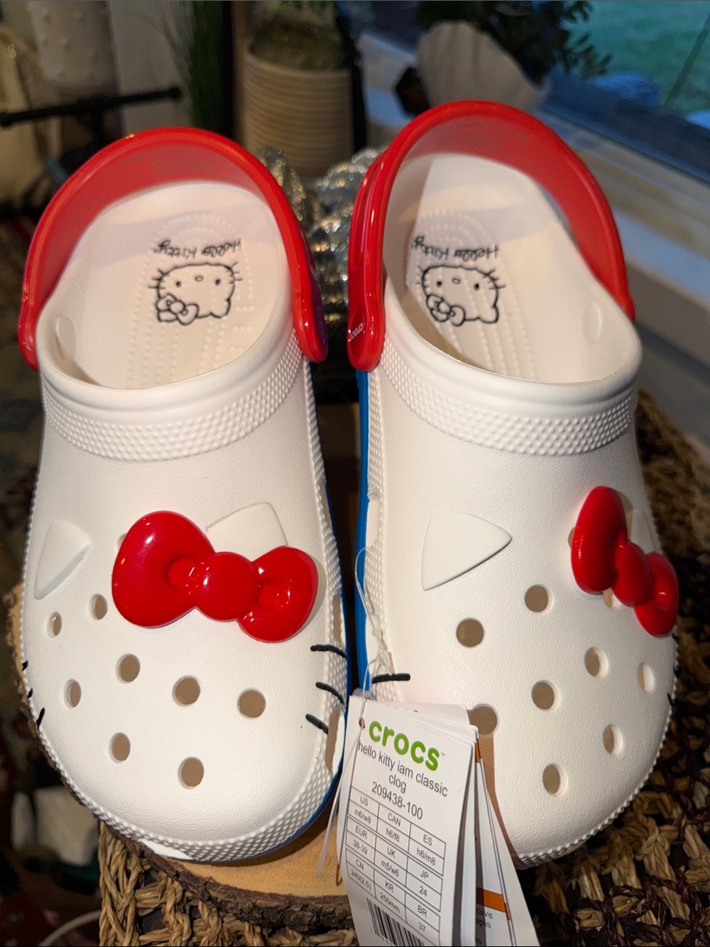 CROCS Kids' Hello Kitty Classic Clog — White with Red Accents